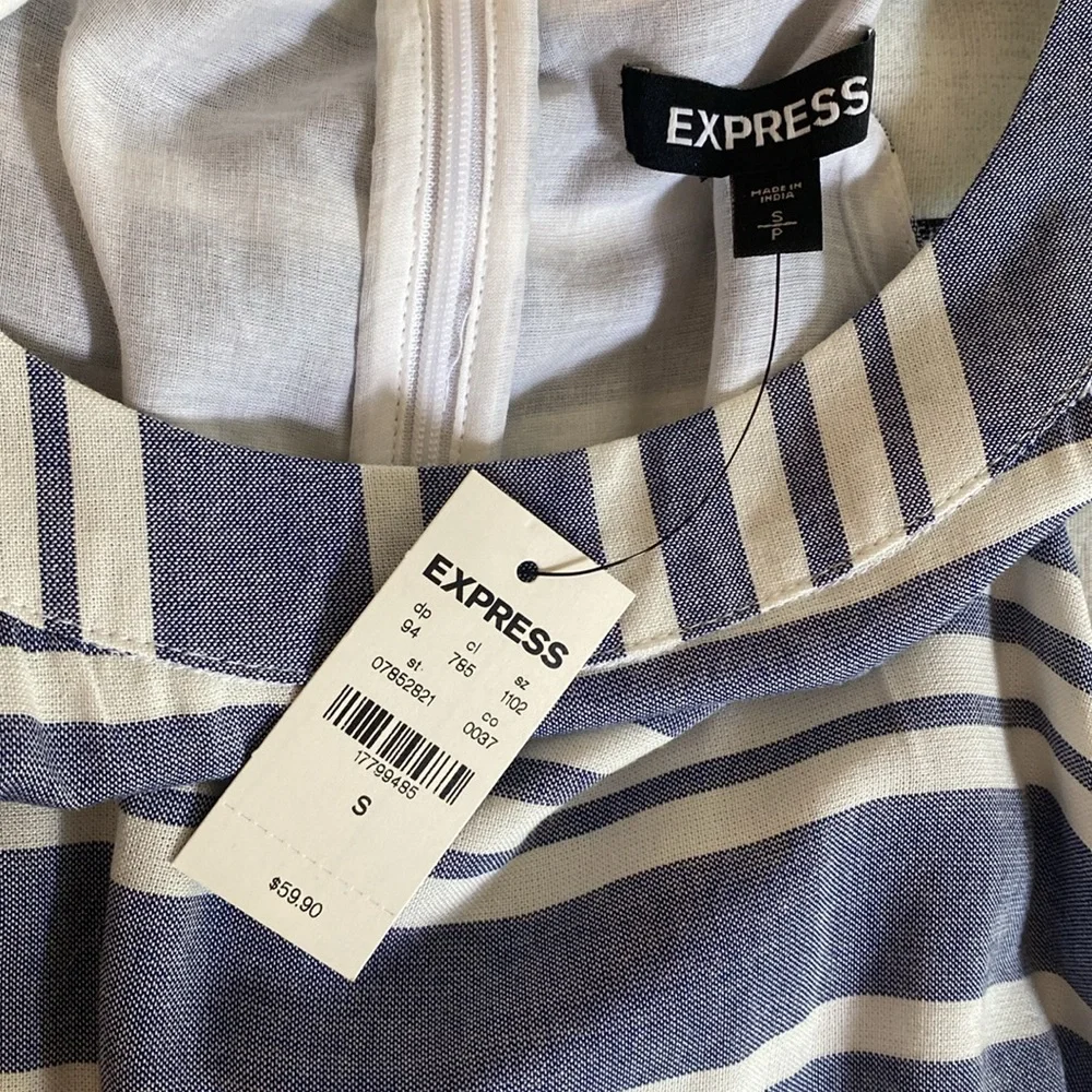 NWT Express Blue and White Striped Jumpsuit - Picture 5 of 6